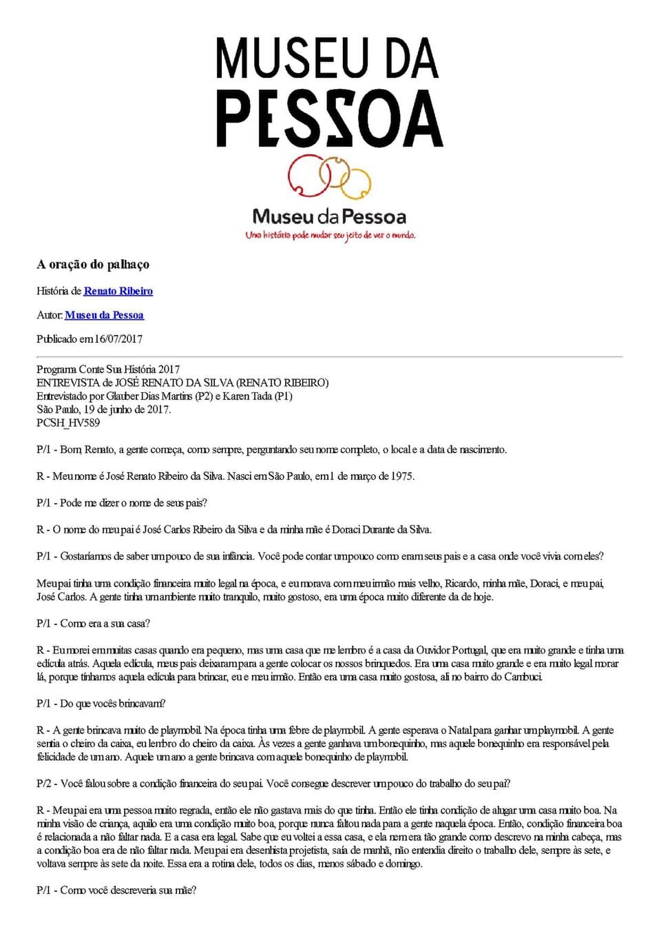 Imagem ilustrativa — Museu da Pessoa